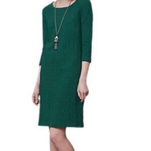 Ganni green textured 3/4 sleeves mini sheath dress size XS